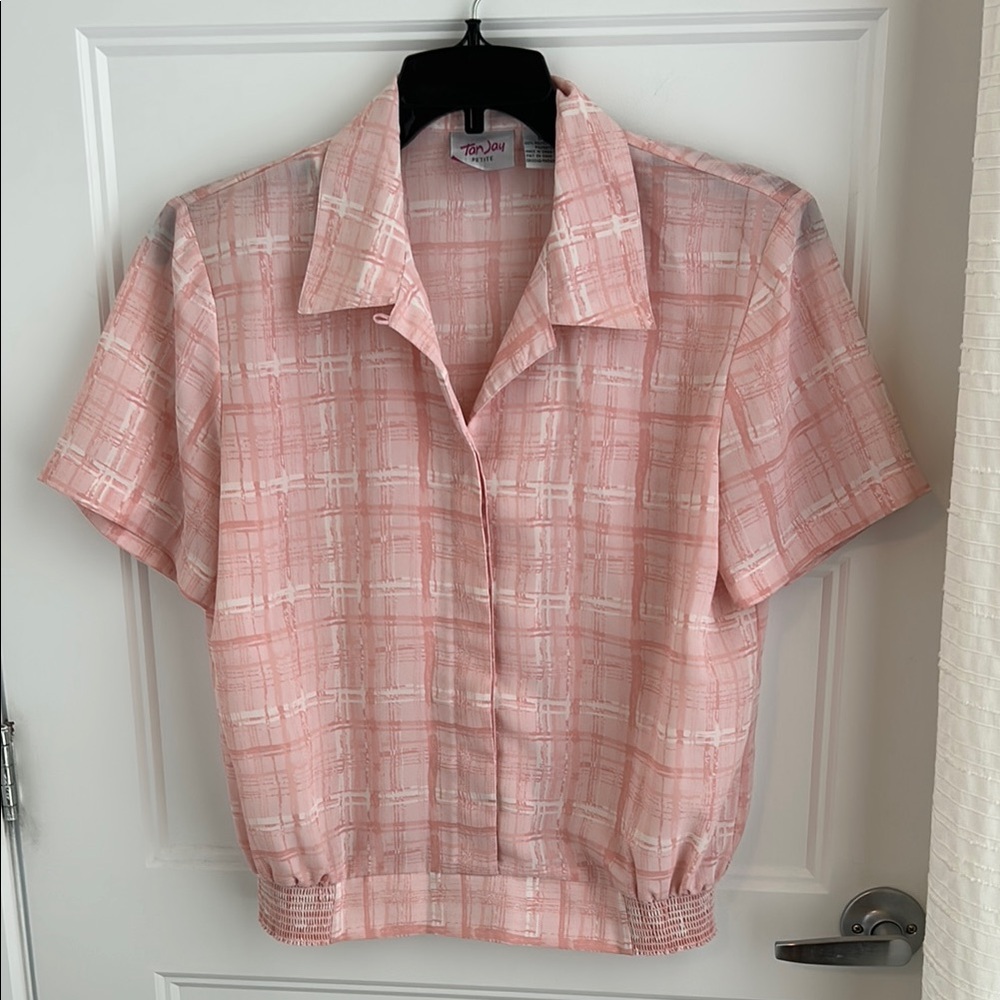 Vintage Pink Plaid Button Down Shirt